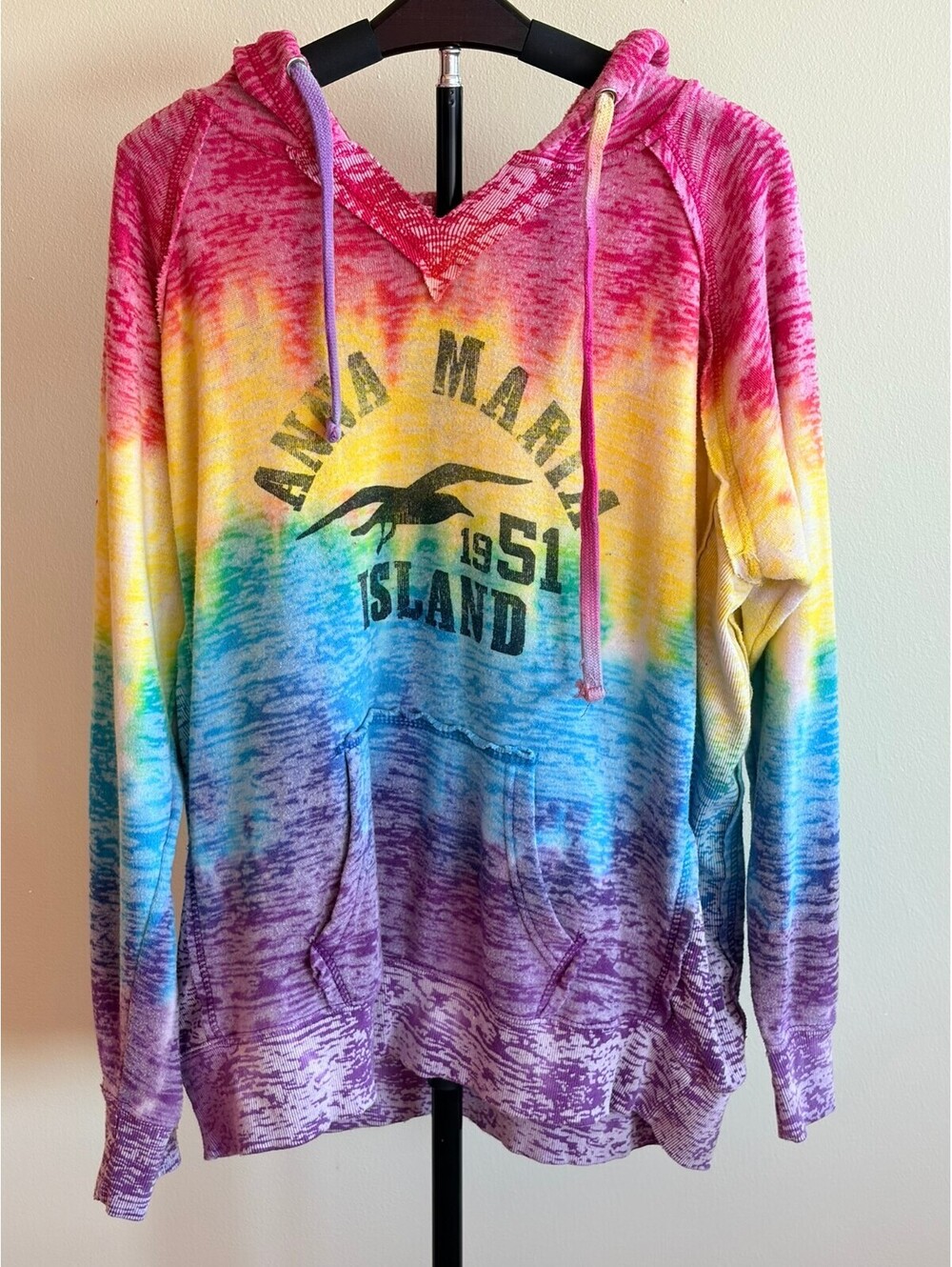 MV Sport Anna Maria Island Hoodie Women’s XL Rainbow Burnout Beach Florida